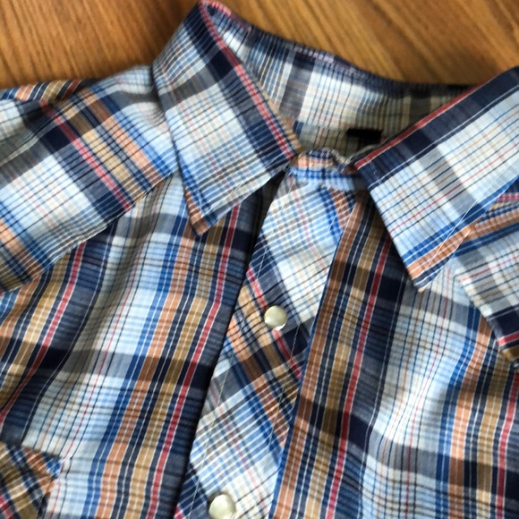 vintage pearl snap plaid western shirt 70s 80s - Picture 2 of 4